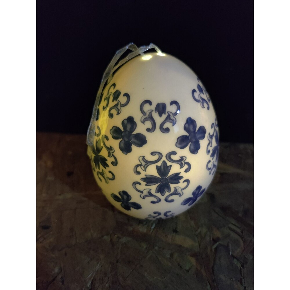 Illuminated Porcelain Egg - Blue